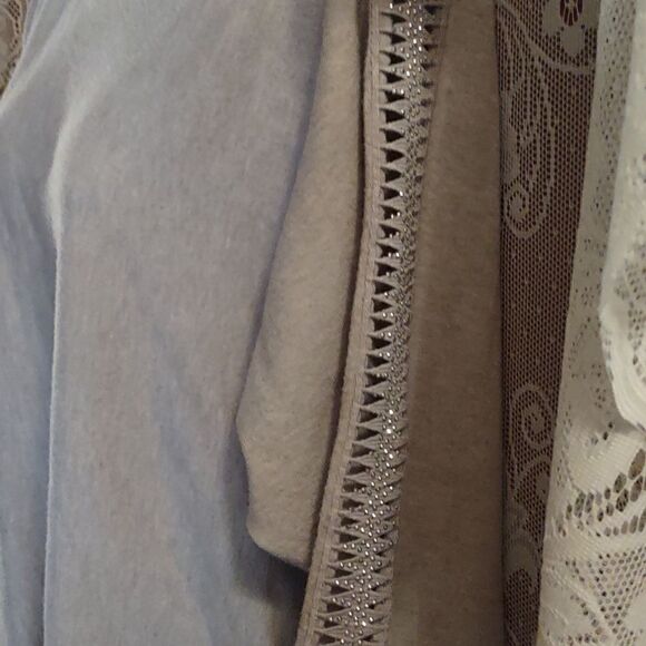 Milano Size Women's XL Classic‎ Neutral Beige Sweater Open Weave Studded Sleeve - Picture 4 of 10